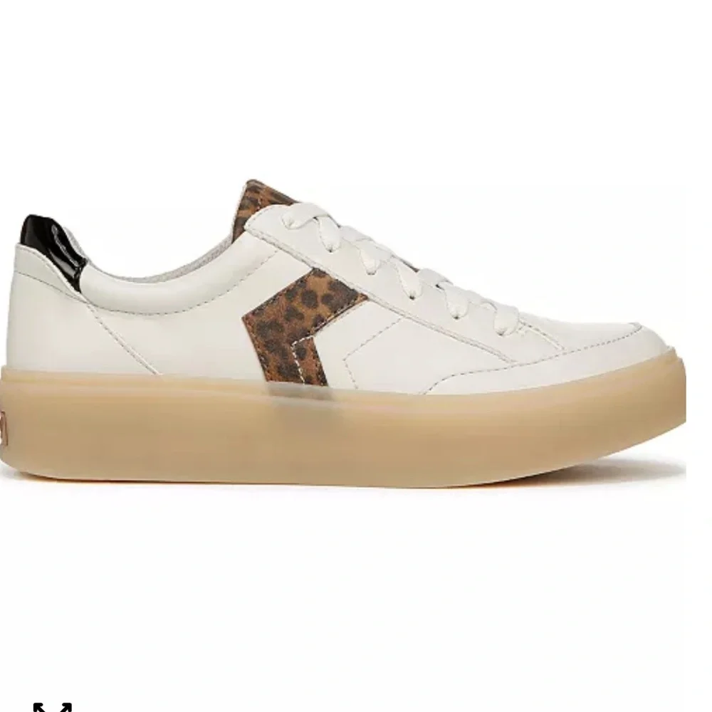 Dr. Scholl’s Size 9 Madison Lace Ivory Vegan Sneakers Leopard Accent Nonskid EUC